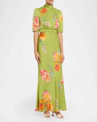 Saloni Adele B Floral Silk Dress | Thumbnail 3