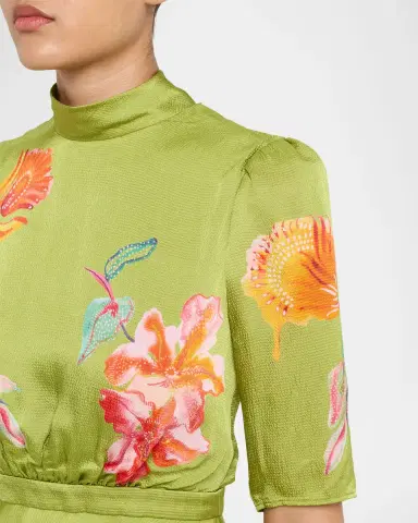Saloni Adele B Floral Silk Dress | Thumbnail 4