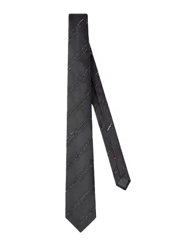 Brunello Cucinelli Men's Slubbed Stripe Silk and Cotton Tie | Thumbnail 1 Brunello Cucinelli Men's Slubbed Stripe Silk and Cotton Tie | Thumbnail 1