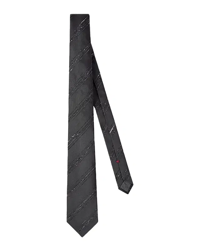 Brunello Cucinelli Men 's Slubbed Stripe Silk and Cotton Tie
