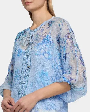 Johnny Was Harlyn Floral-Print Silk Blouse | Thumbnail 4