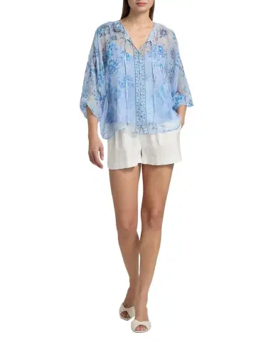 Johnny Was Harlyn Floral-Print Silk Blouse | Thumbnail 1