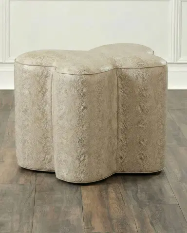 John-Richard Collection Mariposa Small Faux Snakeskin Ottoman | Thumbnail 1 John-Richard Collection Mariposa Small Faux Snakeskin Ottoman | Thumbnail 1