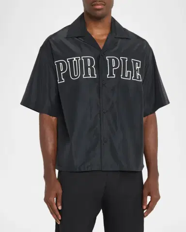 PURPLE Men's Everyday Logo Camp Shirt | Thumbnail 3 PURPLE Men's Everyday Logo Camp Shirt | Thumbnail 3