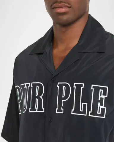 PURPLE Men's Everyday Logo Camp Shirt | Thumbnail 4 PURPLE Men's Everyday Logo Camp Shirt | Thumbnail 4