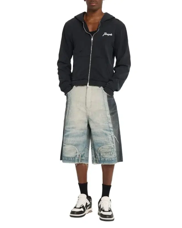Men 's Upside-Down Distressed Hem Denim Shorts