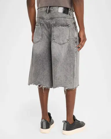 PURPLE Men's High Summer Distressed Asymmetric Denim Shorts | Thumbnail 2 PURPLE Men's High Summer Distressed Asymmetric Denim Shorts | Thumbnail 2