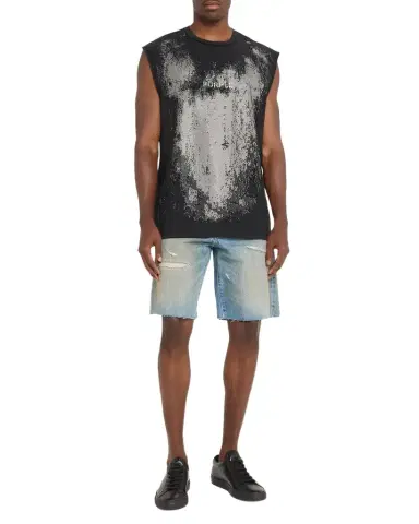 PURPLE Men's ogo Abstract Cotton Sleeveless T-Shirt | Thumbnail 1 PURPLE Men's ogo Abstract Cotton Sleeveless T-Shirt | Thumbnail 1