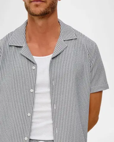 Rails Men's Amalfi Deck-Striped Seersucker Shirt | Thumbnail 4 Rails Men's Amalfi Deck-Striped Seersucker Shirt | Thumbnail 4