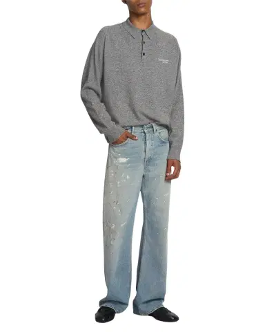 Acne Studios Men's Trafalgar Paint Splatter Straight-Leg Jeans | Thumbnail 1 Acne Studios Men's Trafalgar Paint Splatter Straight-Leg Jeans | Thumbnail 1