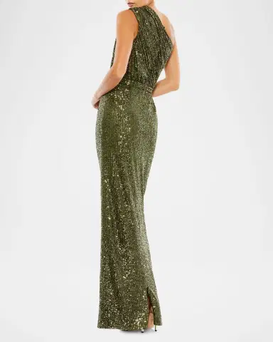 Mac Duggal Petite Sequined One-Shoulder Column Gown | Thumbnail 2