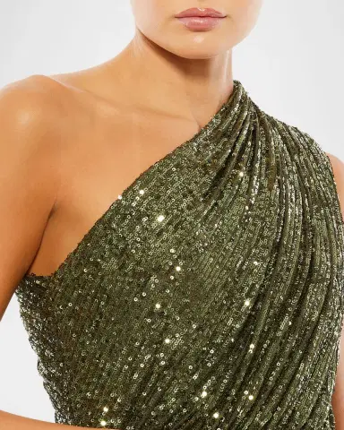 Mac Duggal Petite Sequined One-Shoulder Column Gown | Thumbnail 3