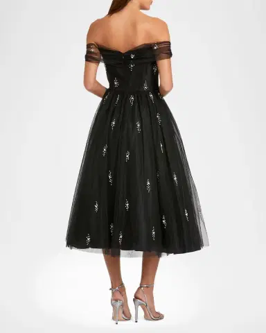 Mac Duggal Embellished Off-The-Shoulder Cocktail Midi Dress | Thumbnail 2