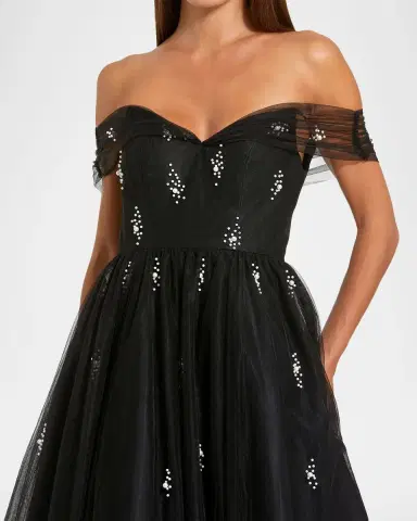 Mac Duggal Embellished Off-The-Shoulder Cocktail Midi Dress | Thumbnail 3