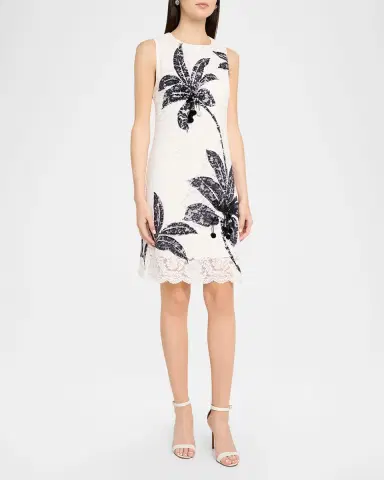 Kobi Halperin Maren Sleeveless Palm Leaf-Print Lace Dress | Thumbnail 4