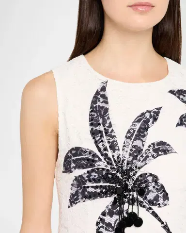 Kobi Halperin Maren Sleeveless Palm Leaf-Print Lace Dress | Thumbnail 5