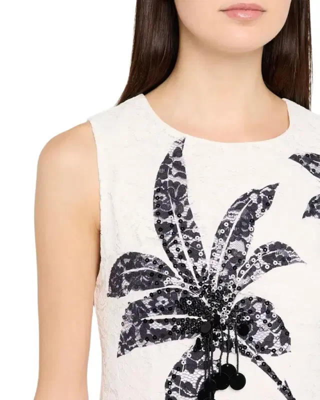 Kobi Halperin Maren Sleeveless Palm Leaf-Print Lace Dress