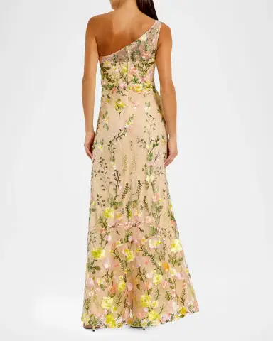 Mac Duggal Petite One-Shoulder Floral-Embroidered Mermaid Gown | Thumbnail 2 Mac Duggal Petite One-Shoulder Floral-Embroidered Mermaid Gown | Thumbnail 2