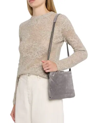 Brunello Cucinelli Suede Drawstring Shoulder Bag | Thumbnail 1 Brunello Cucinelli Suede Drawstring Shoulder Bag | Thumbnail 1