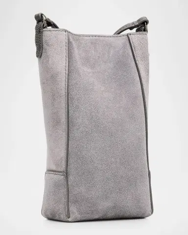 Brunello Cucinelli BC Duo Monili-Trim Suede Phone Holder | Thumbnail 2 Brunello Cucinelli BC Duo Monili-Trim Suede Phone Holder | Thumbnail 2