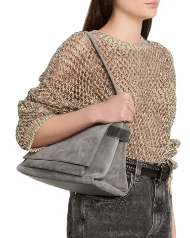 Brunello Cucinelli Monili-Trim Suede Top-Handle Bag | Thumbnail 1 Brunello Cucinelli Monili-Trim Suede Top-Handle Bag | Thumbnail 1