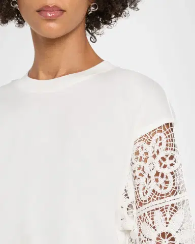 Lafayette 148 New York Embroidered-Sleeve Boxy Cotton Top | Thumbnail 4 Lafayette 148 New York Embroidered-Sleeve Boxy Cotton Top | Thumbnail 4