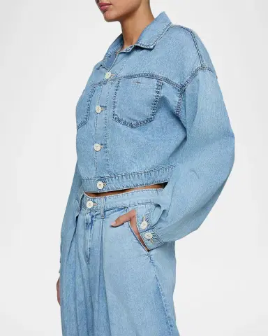 L'Agence Gaines Balloon-Sleeve Denim Jacket | Thumbnail 4 L'Agence Gaines Balloon-Sleeve Denim Jacket | Thumbnail 4
