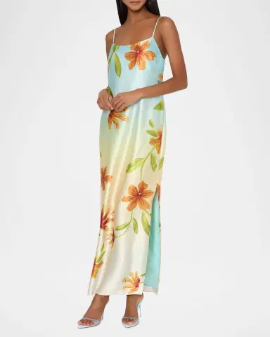 Milly Lily Floral-Print Satin Column Maxi Dress | Thumbnail 3