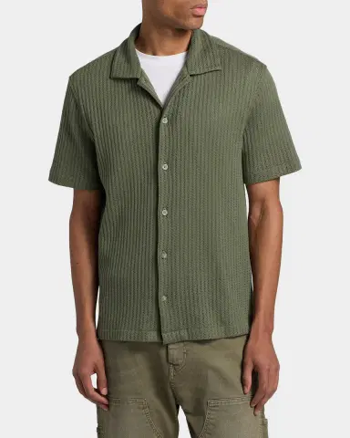 Vince Men 's Pointelle Short-Sleeve Shirt | Thumbnail 3