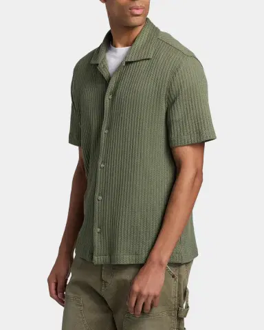Vince Men 's Pointelle Short-Sleeve Shirt | Thumbnail 6