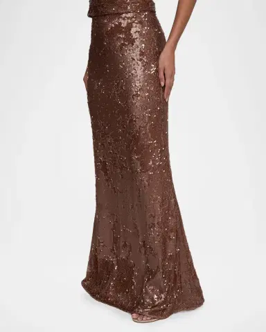 L'Agence Zeta Sequined Maxi Skirt | Thumbnail 4