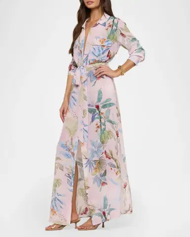 L'AGENCE Cameron Palm Maxi Shirtdress | Thumbnail 3 L'AGENCE Cameron Palm Maxi Shirtdress | Thumbnail 3