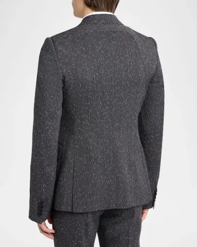 Alexander McQueen Men's Wool Flecked Pinstripe Harness Single-Breasted Blazer | Thumbnail 2 Alexander McQueen Men's Wool Flecked Pinstripe Harness Single-Breasted Blazer | Thumbnail 2
