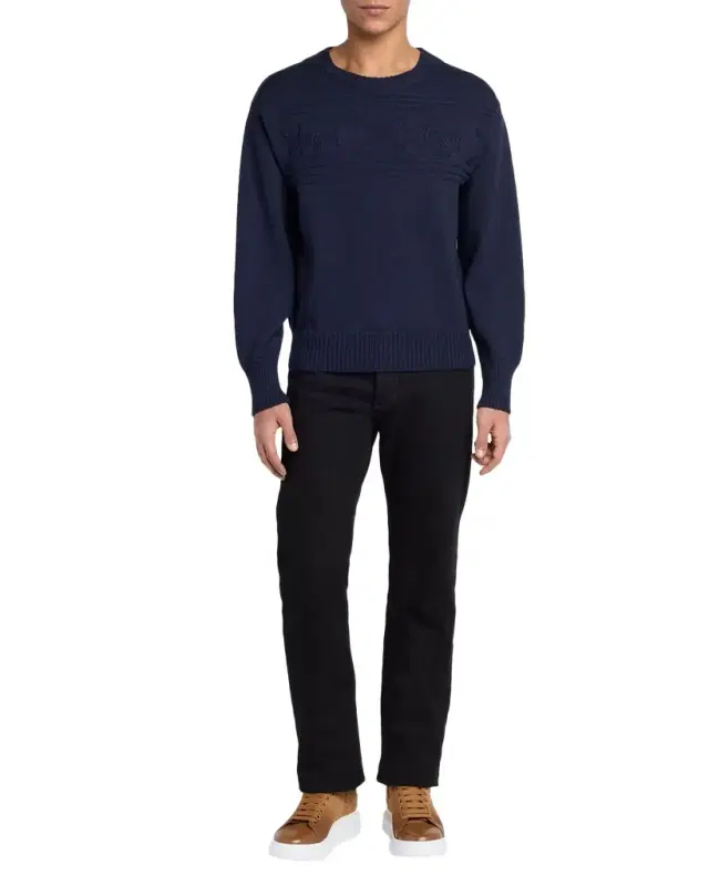 McQueen Men 's Wool Skull-Textured Crewneck Sweater