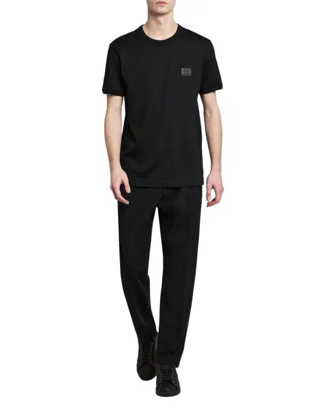 Men 's Logo Patch Cotton Crewneck T-Shirt