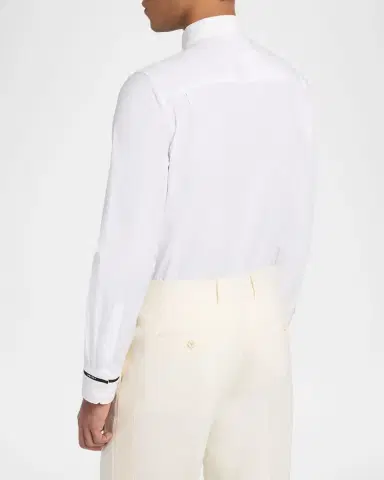 Alexander McQueen Men's Cotton Stripe-Cuff Sport Shirt | Thumbnail 2