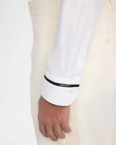 Alexander McQueen Men's Cotton Stripe-Cuff Sport Shirt | Thumbnail 4
