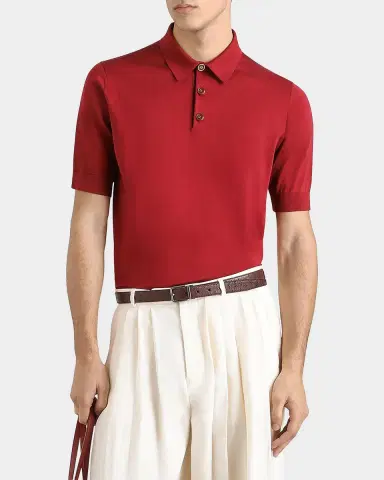 Dolce & Gabbana Men's Silk Knit Short-Sleeve Polo Sweater | Thumbnail 2 Dolce & Gabbana Men's Silk Knit Short-Sleeve Polo Sweater | Thumbnail 2