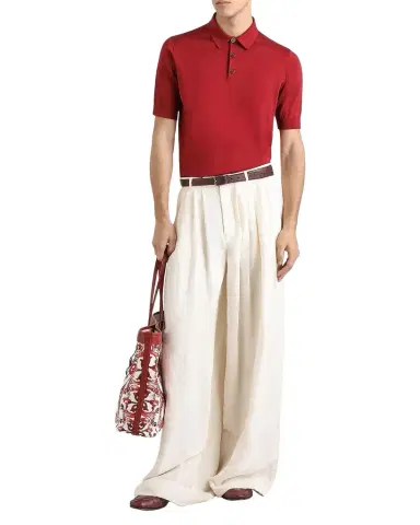 Dolce & Gabbana Men's Silk Knit Short-Sleeve Polo Sweater | Thumbnail 1 Dolce & Gabbana Men's Silk Knit Short-Sleeve Polo Sweater | Thumbnail 1