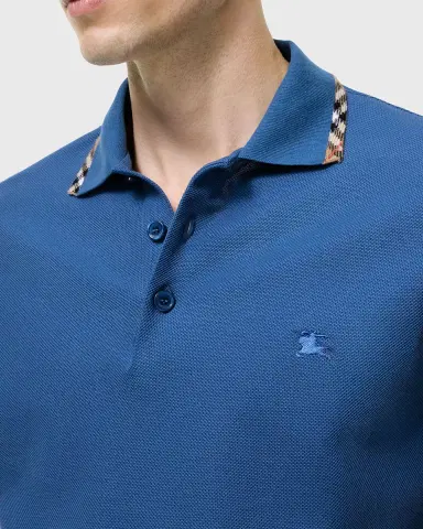 Burberry Men's Eddie Check-Trim Cotton Polo Shirt | Thumbnail 2