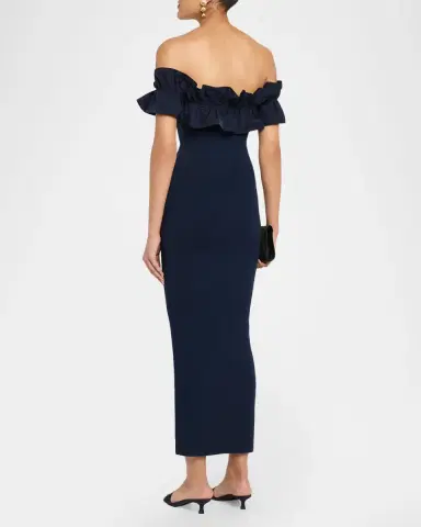 Essentiel Antwerp Ruffled Off-The-Shoulder Knit Midi Dress | Thumbnail 2
