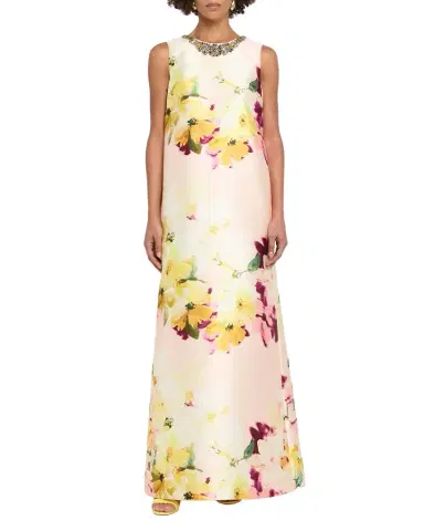 Aidan Mattox Crystal-Embellished Floral Mikado Gown | Thumbnail 1 Aidan Mattox Crystal-Embellished Floral Mikado Gown | Thumbnail 1