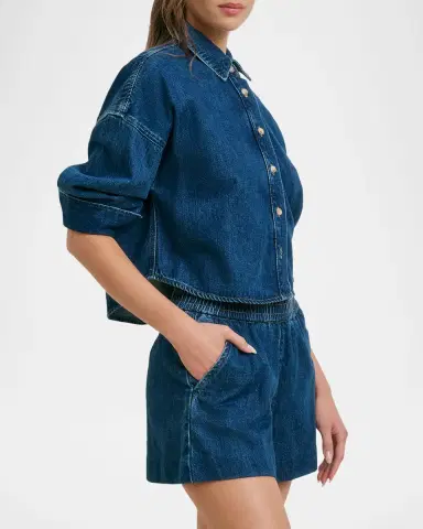 Favorite Daughter The Crop Ex-Boyfriend Cotton Shirt | Thumbnail 3