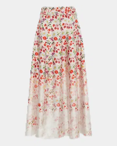 Gabriela Hearst Dugald Degrade Floral Silk Pleated Midi Skirt With Belt | Thumbnail 2 Gabriela Hearst Dugald Degrade Floral Silk Pleated Midi Skirt With Belt | Thumbnail 2