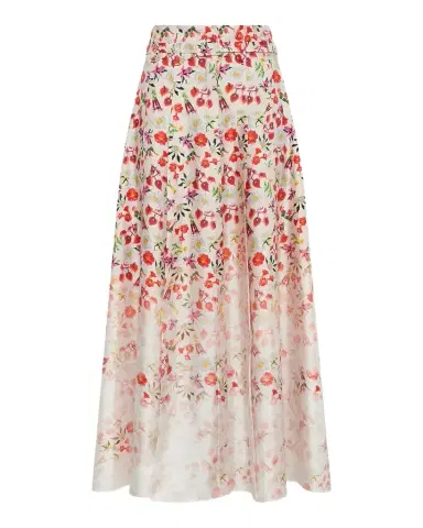 Gabriela Hearst Dugald Degrade Floral Silk Pleated Midi Skirt With Belt | Thumbnail 1 Gabriela Hearst Dugald Degrade Floral Silk Pleated Midi Skirt With Belt | Thumbnail 1