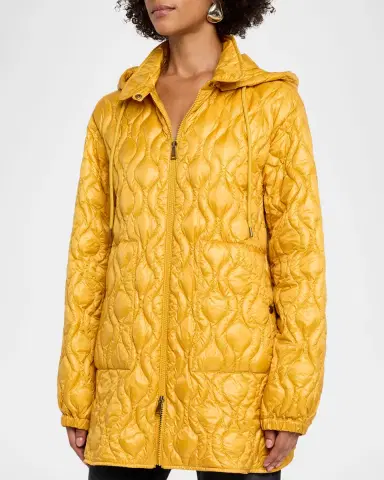 Moncler Balette Geometric Quilted Mid-Length Down Jacket | Thumbnail 3 Moncler Balette Geometric Quilted Mid-Length Down Jacket | Thumbnail 3