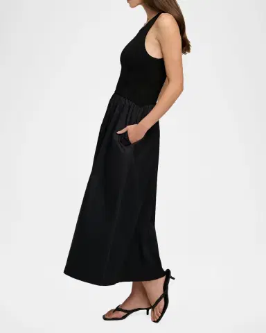 Favorite Daughter The Lennon Sleeveless Knit and Poplin Maxi Dress | Thumbnail 3