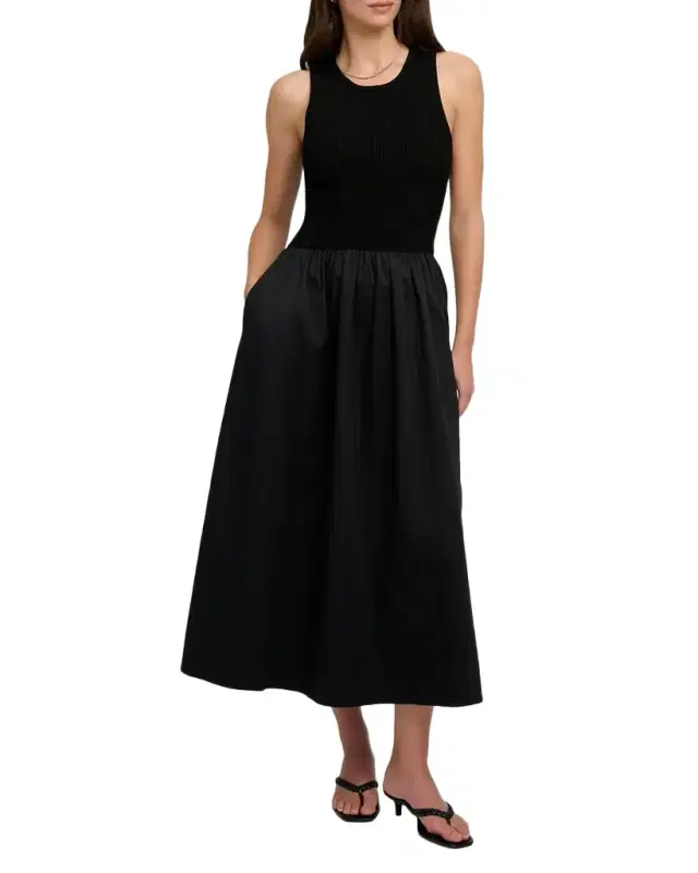 Favorite Daughter The Lennon Sleeveless Knit and Poplin Maxi Dress
