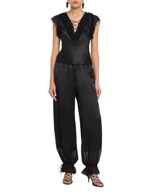 Camile Silk Drawstring Pants