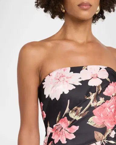 Aidan Mattox Strapless Floral Crepe Back Satin Gown | Thumbnail 4